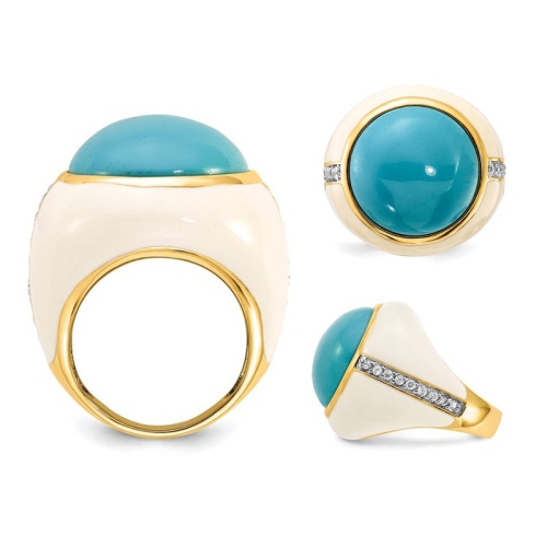 Sterling Silver with Gold Plating Cocktail Ring with Synthetic Turquoise