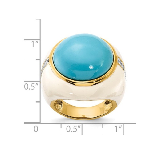Sterling Silver with Gold Plating Cocktail Ring with Synthetic Turquoise
