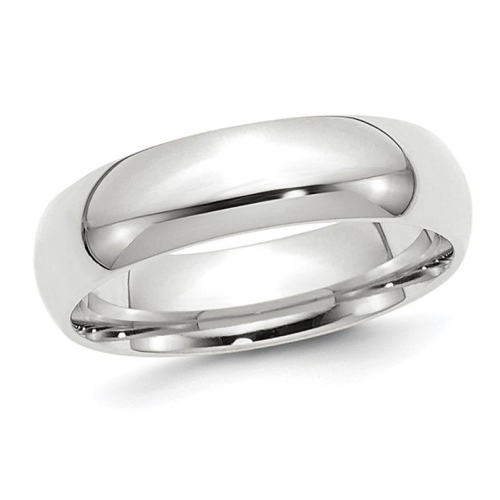 GEM AND HARMONY  Mens Or Ladies 10K Gold 6MM Polished Wedding Band Ring In White
