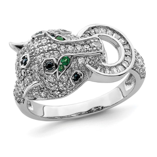 GEM AND HARMONY  Sterling Cheetah Ring With Cubic Zirconia (Cz)S In Silver