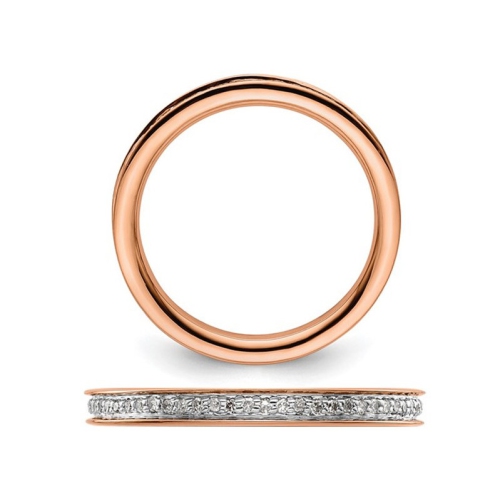 Anneau de bande de mariage en diamant 1/5 carat en argent sterling rose