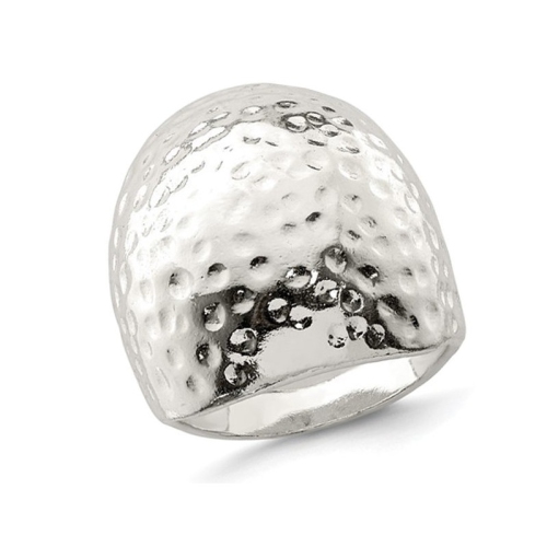GEM AND HARMONY  Sterling Textured Dome Ring In Silver