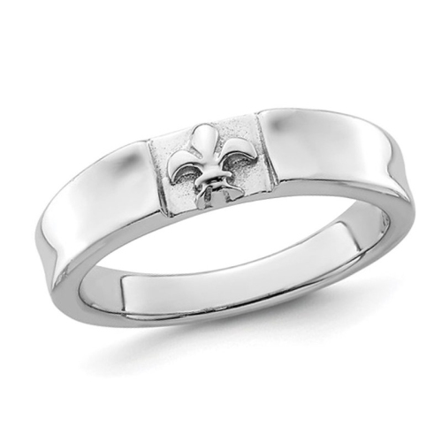 GEM AND HARMONY  Polished Sterling Fleur-De-Lis Band Ring In Silver