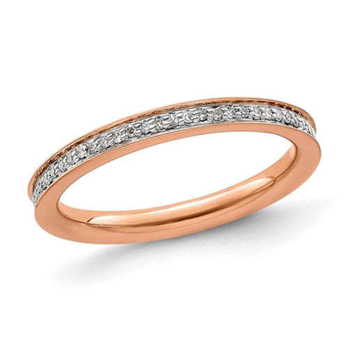 GEM AND HARMONY  1/5 Carat (Ctw) Diamond Wedding Band Ring In Rose Plated Sterling In Silver