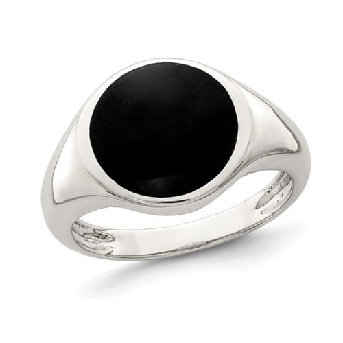 GEM AND HARMONY  1.80 Carat (Ctw) Onyx Inlay Ring In Sterling Silver In Black