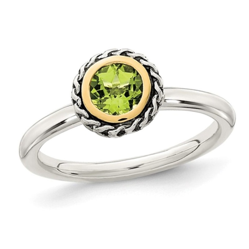 GEM AND HARMONY  1/2 Carat (Ctw) Peridot Ring In Sterling Silver In Green