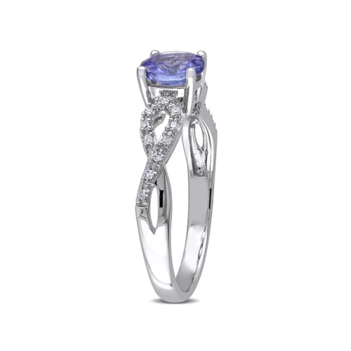 1.00 Carat Tanzanite Infnity Ring in 10K White Gold with Diamonds