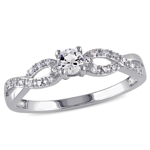 GEM AND HARMONY  1/4 Carat (Ctw) Lab-Created Sapphire Infinity Ring With Diamonds In Sterling Silver In White