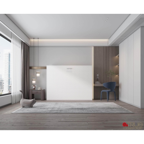 True Contemporary Heidi II White Horizontal Murphy Wall Pull Down Bed