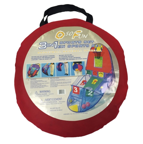 OsoFun Pop Up tent Basketball, Baseball, Skeeball Includes Carry Bag