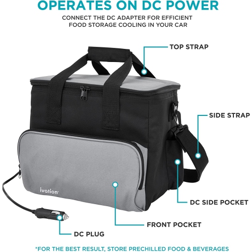 Ivation Portable Electric Cooler Bag, Thermoelectric Portable Cooler