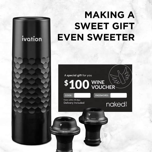 Ivation - Pompe à vin rechargeable avec 4 bouchons de bouteille de vin/scelleur de bouteille de vin