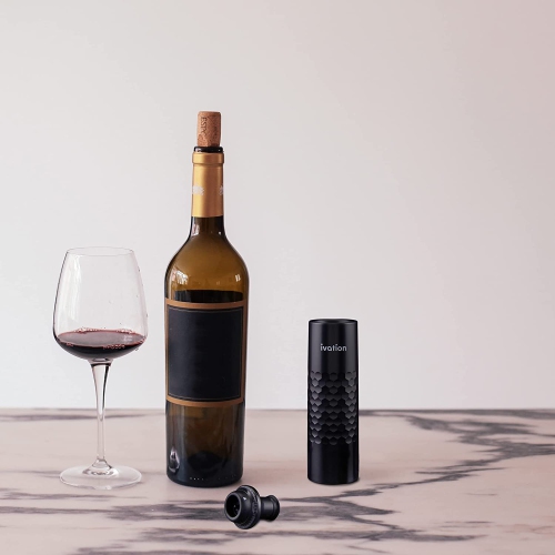 Ivation - Pompe à vin rechargeable avec 4 bouchons de bouteille de vin/scelleur de bouteille de vin