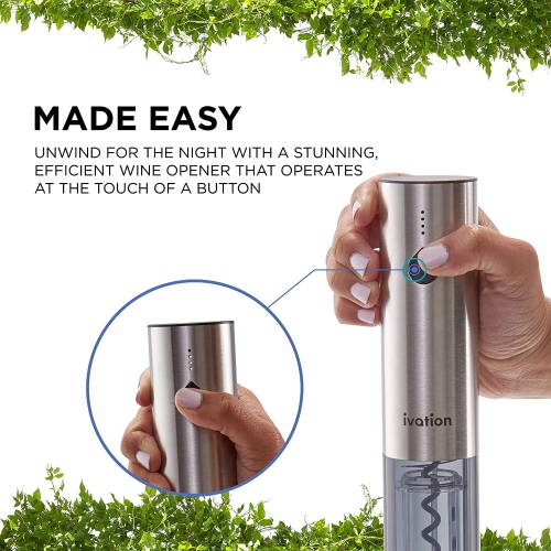 Ivation – Ensemble-cadeau de vin, ouvre-vin rechargeable électrique et coupeur de papier à vin