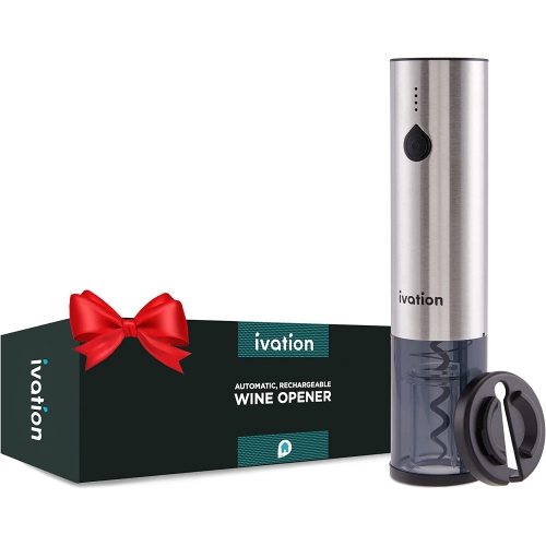 Ivation – Ensemble-cadeau de vin, ouvre-vin rechargeable électrique et coupeur de papier à vin