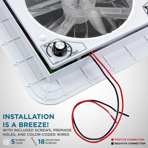 Hike Crew 11” RV Roof Vent Fan, 12V RV Vent Fan W/Light, 3 Speeds and Manual Crank Lift, White Lid