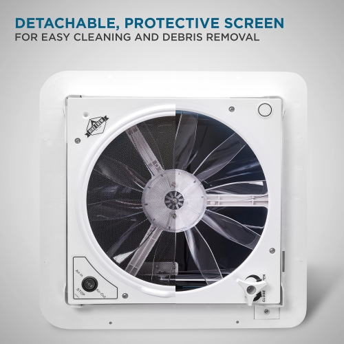 Hike Crew 14” RV Roof Vent Fan, 12V RV Vent Fan, Intake & Exhaust, Manual Open/Close, Smoked Lid