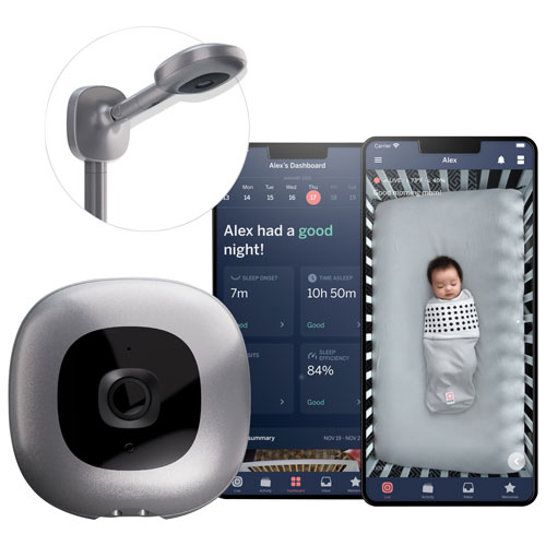 Nanit Pro Camera Smart Baby Monitor with Wall Mount & Sleep Tracking - Silver