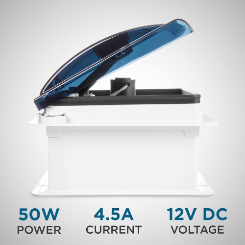 Hike Crew 14” RV Roof Vent Fan, 12V, 10-Speed RV Vent Fan with Remote and Rain Sensor, Smoked Lid