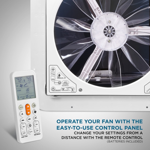 Hike Crew 14” RV Roof Vent Fan, 12V, 10-Speed RV Vent Fan with Remote and Rain Sensor, Smoked Lid