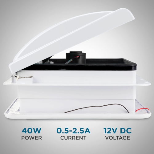 Hike Crew 14” RV Roof Vent Fan with Remote, 12V, 6-Speed Intake and Exhaust RV Vent Fan, White Lid