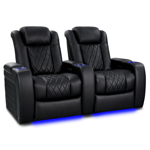 Tuscany Heat & Massage Edition Top Grain Italian 11000 Nappa Leather Power Recliner Lumbar Headrest LED Lighting