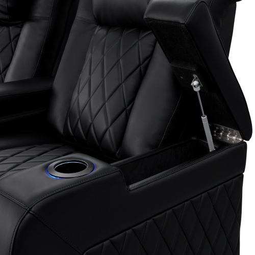Tuscany Heat & Massage Edition Top Grain Italian 11000 Nappa Leather Power Recliner Lumbar Headrest LED Lighting