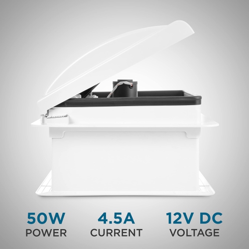 Hike Crew 14” RV Roof Vent Fan, 12V, 10-Speed RV Vent Fan with Remote and Rain Sensor, White Lid