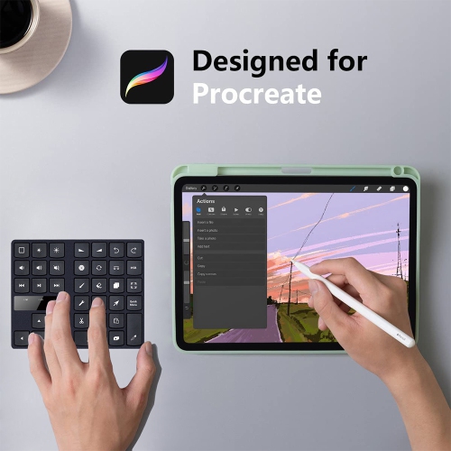 Wireless Bluetooth 5.0 Keyboard for Mac OS/IOS iPad Procreate, Drawing shortcuts keypad