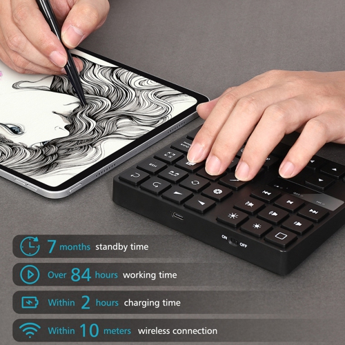 Wireless Bluetooth 5.0 Keyboard for Mac OS/IOS iPad Procreate, Drawing shortcuts keypad