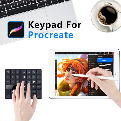Wireless Bluetooth 5.0 Keyboard for Mac OS/IOS iPad Procreate, Drawing shortcuts keypad