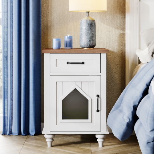 Wampat Pet Side Table,Cat Litter Box Enclosure,Litter Box Furniture Hidden,Cat House Covered Nightstand,Cats Furniture Cabinet