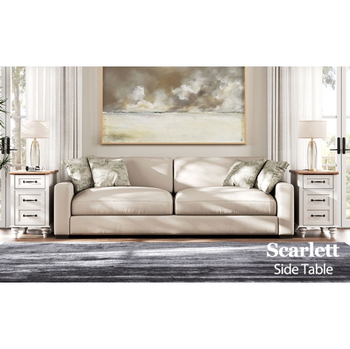 Table d’extrémité WAMPAT avec station de chargement, table d’appoint avec rangement, 2 prises d’alimentation et 2 ports USB pour le salon, table de