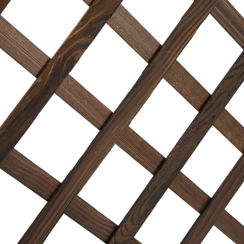 Outsunny 2.4 x 1 x 4.9 ft Raised Garden Bed, Wooden Planter with Topped Trellis for Climbing Plants, Flower Raised Bed, Carbonized