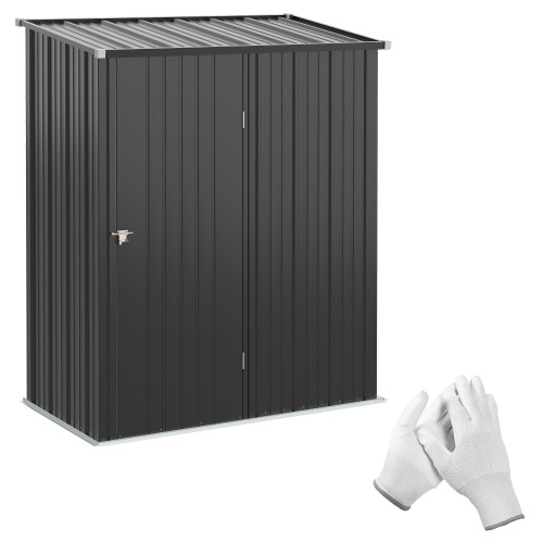 OUTSUNNY  5' X 3' Outdoor Storage Shed, Steel Garden Shed With Single Lockable Door, Tool Storage House for Backyard, Patio, Lawn In Black