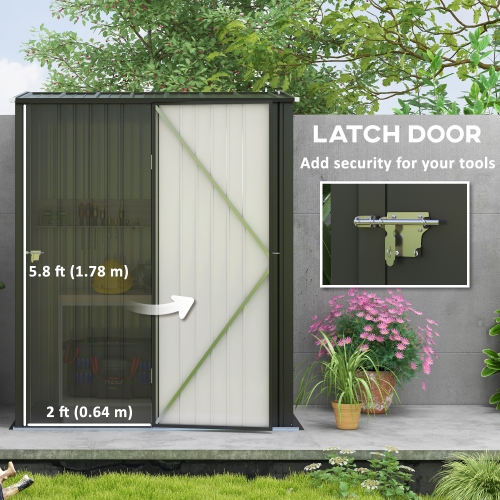 Outsunny 5' x 3' Outdoor Storage Shed, Steel Garden Shed with Single Lockable Door and Gloves, Tool Storage House for Backyard, Patio, Lawn, Black