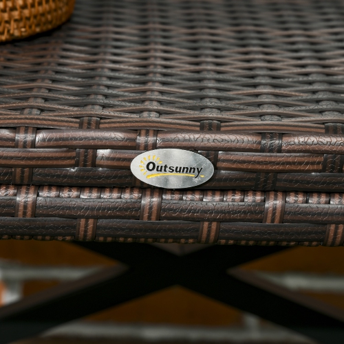 Outsunny Patio Wicker End Table, Outdoor PE Rattan Side Table, with Plastic Board Under the Full Woven Table Top for Patio, Garden, Balcony, Mixed