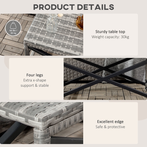 Outsunny Patio Wicker End Table, Outdoor PE Rattan Side Table, with Plastic Board Under the Full Woven Table Top for Patio, Garden, Balcony, Mixed