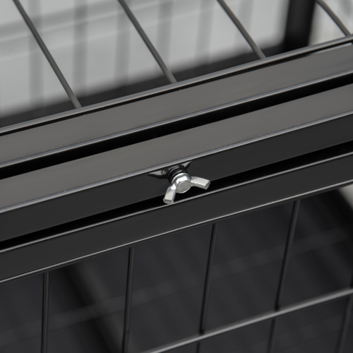 PawHut Heavy Duty Dog Crate Cage for Medium Small Dogs Cats with Two Doors, Lockable Wheels, Removable Tray, 36" x 24" x 27"