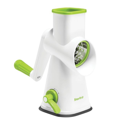 Starfrit - Rotary Grater, 3 Interchangeable Barrels, Suction Cup Base, Green