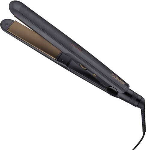 Conair - Bamboo Carbon Flat Iron, 1 1/8" Wide, 30 Second Heat-Up, Black