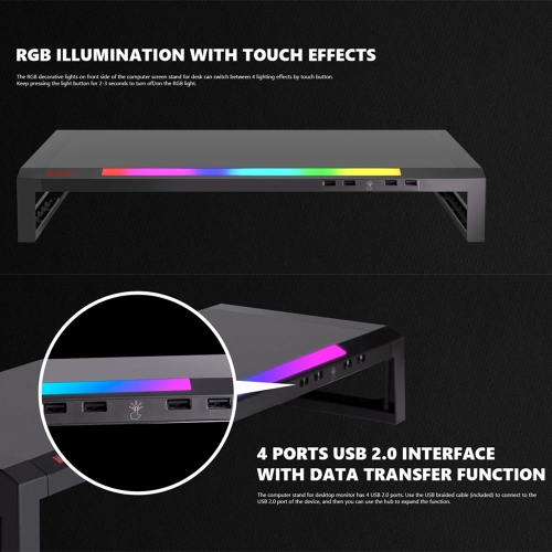 Marvo DZ-01 RGB illumination computer monitor stand with 4x USB Hub