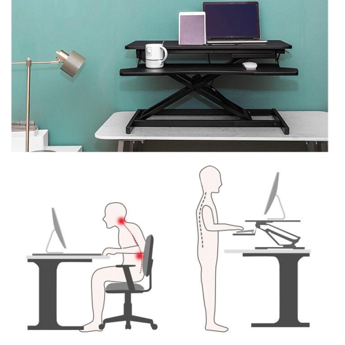 Speedex Gas Spring Height Adjustable Sit-Stand Desk Converter With Keyboard tray for Monitor, Computer and Laptop