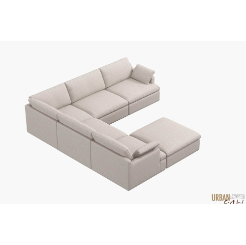 Urban Cali Long Beach Modular Corner Sectional Sofa with Ottoman