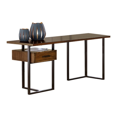 LEXICON  Sedley Metal Writing Desk With 1 Cabinet In Walnut And In Black