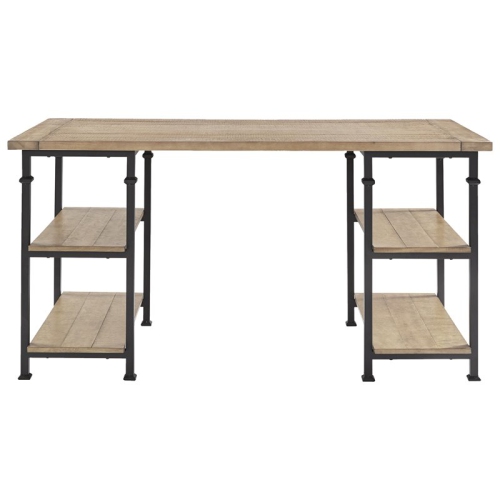 Lexicon Factory Farmhouse Wood and Metal Writing Desk in Brown/Black