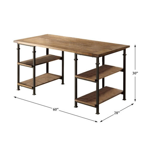 Lexicon Factory Farmhouse Wood and Metal Writing Desk in Brown/Black