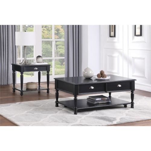 Lexicon Sanders Wood 1 Drawer End Table in Black