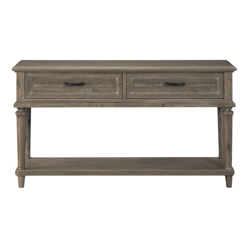 Table console en bois à 2 tiroirs au fini brun clair bois flotté Cardano