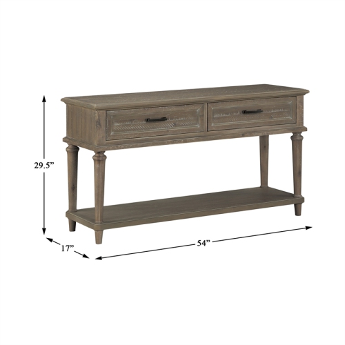 Table console en bois à 2 tiroirs au fini brun clair bois flotté Cardano